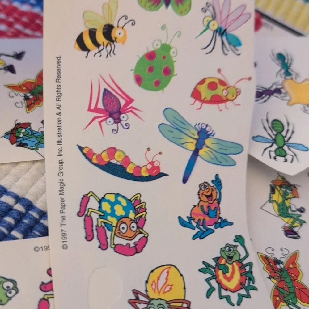 Vintage 90s Colorful‎ Fish Ocean Insect Bug Sticker Set
